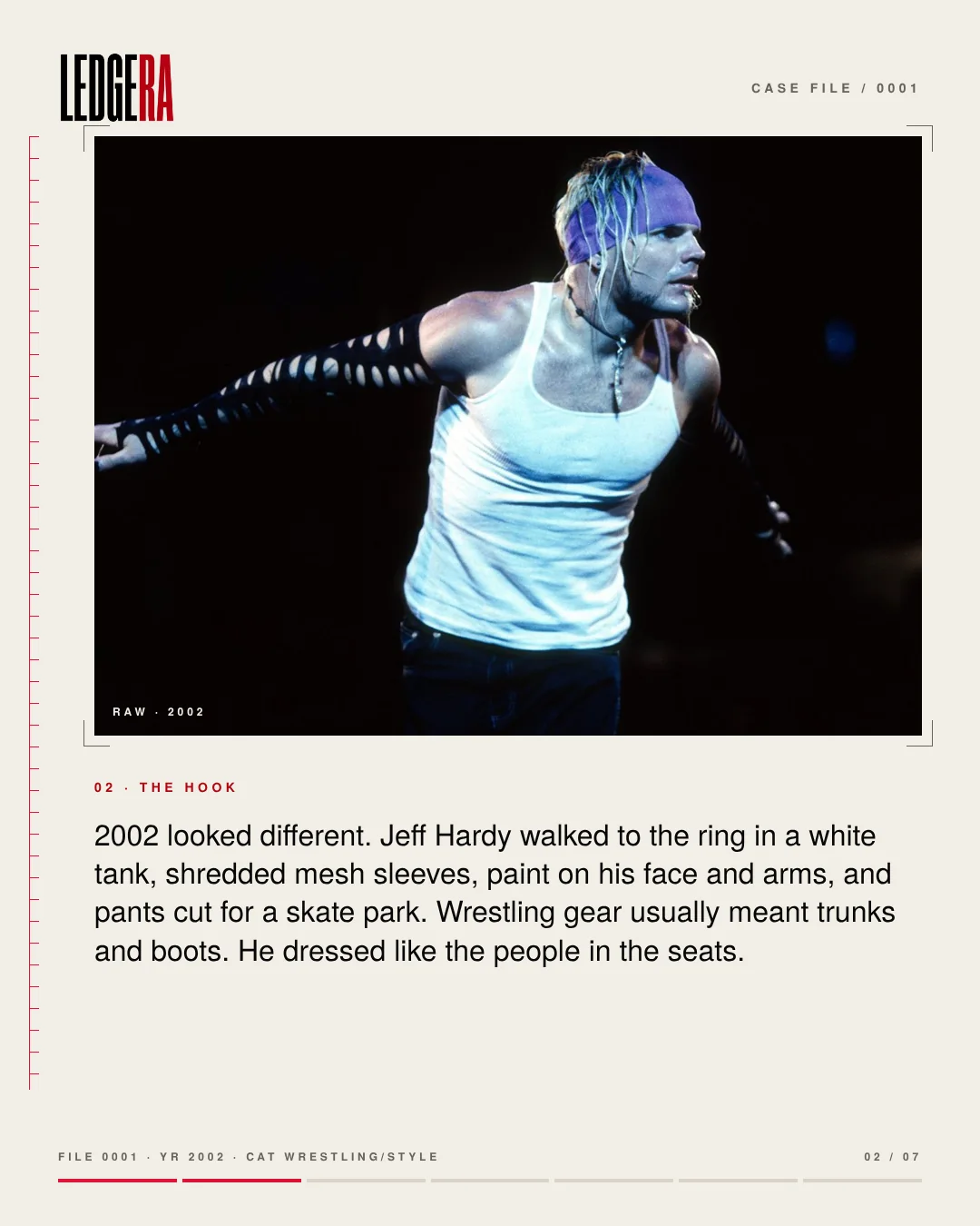 LEDGERA Case File 0001: How Jeff Hardy turned wrestling gear into Y2K fashion, frame 2 of 7