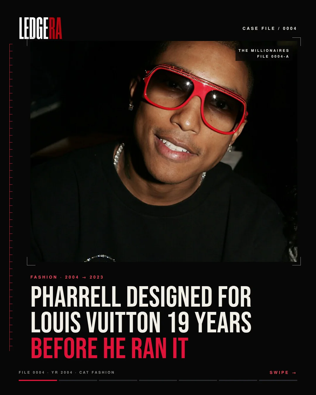 LEDGERA Case File 0004: Pharrell designed for Louis Vuitton 19 years before he ran it, frame 1 of 7
