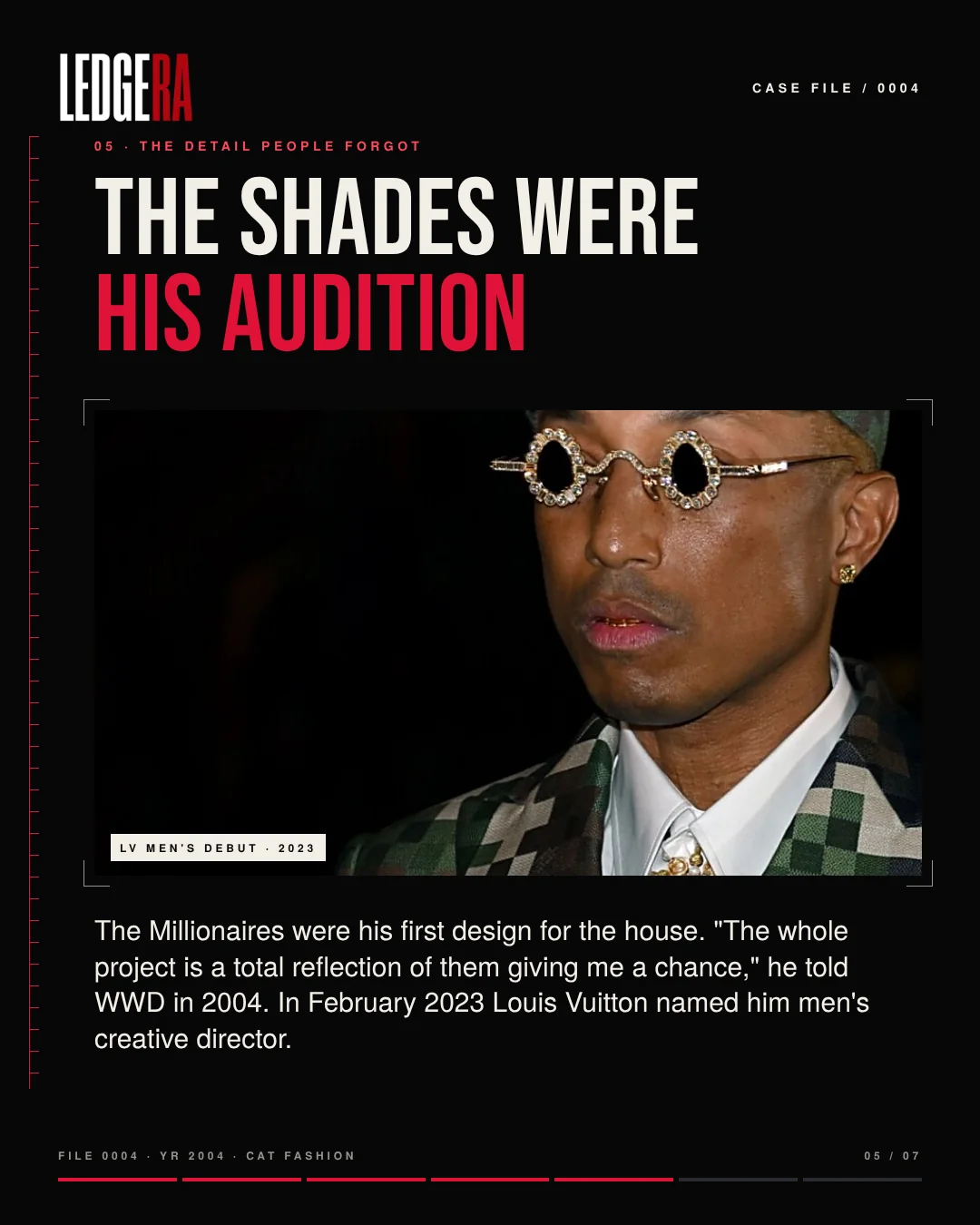 LEDGERA Case File 0004: Pharrell designed for Louis Vuitton 19 years before he ran it, frame 5 of 7