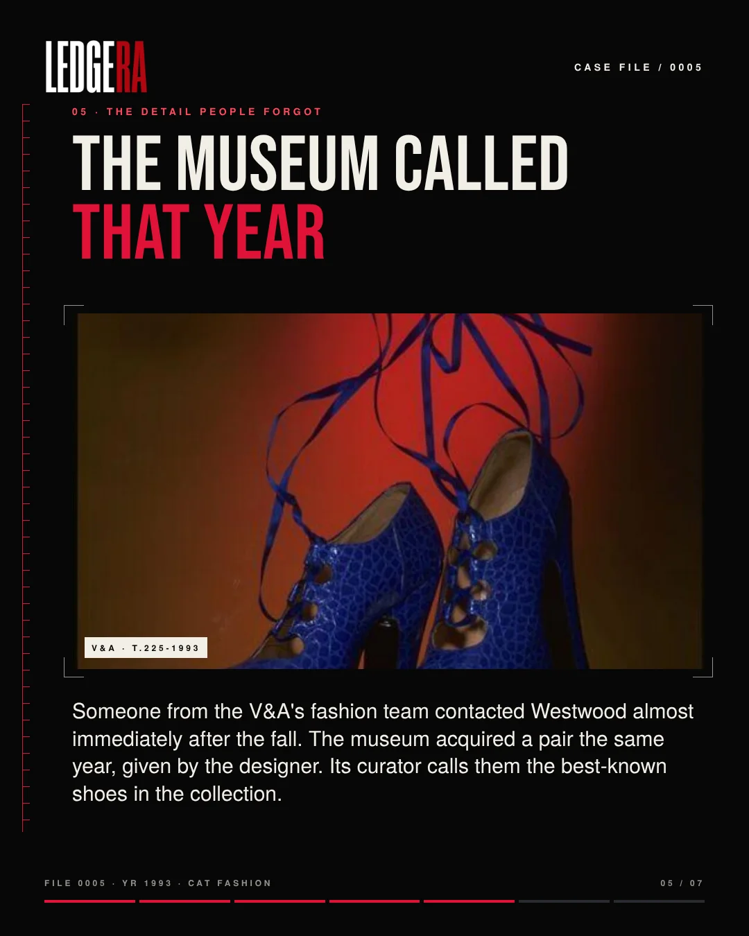 LEDGERA Case File 0005: The shoes Naomi fell in went to a museum, frame 5 of 7
