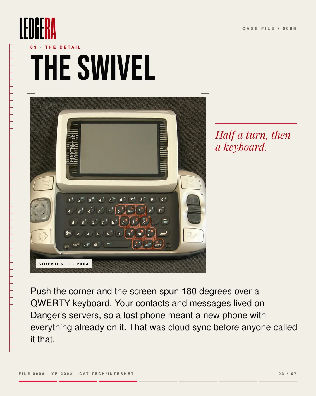 LEDGERA Case File 0008: Before Android, there was the Sidekick, frame 3 of 7